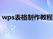 wps表格制作教程视频（wps表格制作教程）