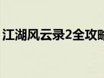 江湖风云录2全攻略（江湖风云录2新手攻略）