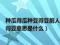 种瓜得瓜种豆得豆前人栽树后人乘凉的意思（种瓜得瓜种豆得豆意思是什么）