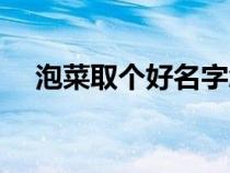 泡菜取个好名字怎么取（好名字怎么取）