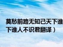 莫愁前路无知己天下谁人不识君的翻译（莫愁前路无知己天下谁人不识君翻译）