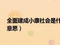 全面建成小康社会是什么意思?（全面建成小康社会是什么意思）