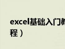 excel基础入门教程全套（excel基础入门教程）