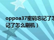 oppoa37密码忘记了怎么刷机视频教学（oppoa37密码忘记了怎么刷机）