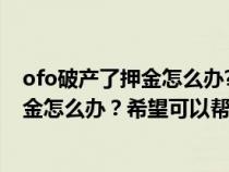 ofo破产了押金怎么办?希望可以帮到大家吗（ofo破产了押金怎么办？希望可以帮到大家）