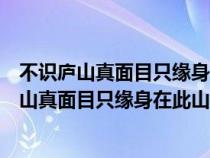 不识庐山真面目只缘身在此山中的哲理诗句有哪些（不识庐山真面目只缘身在此山中的哲理）