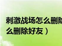 刺激战场怎么删除好友聊天记录（刺激战场怎么删除好友）