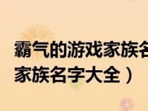 霸气的游戏家族名字大全四个字（霸气的游戏家族名字大全）