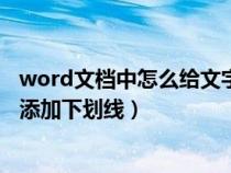 word文档中怎么给文字添加下划线（word文档如何给文字添加下划线）