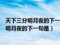 天下三分明月夜的下一句是什么二分无赖是扬州（天下三分明月夜的下一句是）