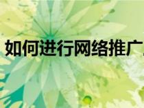 如何进行网络推广工作（如何进行网络推广）