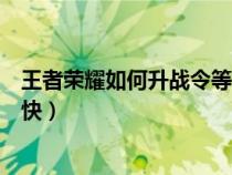 王者荣耀如何升战令等级升快一点（王者荣耀战令怎么升级快）