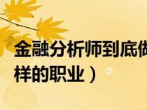 金融分析师到底做什么的（金融分析师是什么样的职业）