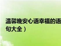 温馨晚安心语幸福的语句大全图片（温馨晚安心语幸福的语句大全）