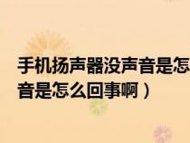 手机扬声器没声音是怎么回事啊怎么解决（手机扬声器没声音是怎么回事啊）