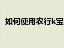 如何使用农行k宝转账（如何使用农行k宝）