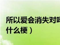 所以爱会消失对吗表情包（所以爱会消失对吗什么梗）