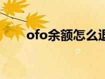 ofo余额怎么退款（ofo余额怎么退）