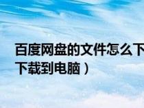 百度网盘的文件怎么下载到电脑U盘（百度网盘的文件怎么下载到电脑）