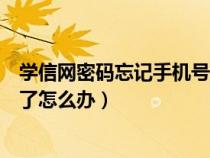 学信网密码忘记手机号换了咋办（学信网密码忘了手机号换了怎么办）