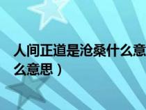 人间正道是沧桑什么意思给我解释一下（人间正道是沧桑什么意思）