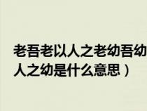 老吾老以人之老幼吾幼以及人之幼是什么意思（幼吾幼以及人之幼是什么意思）