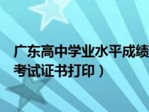 广东高中学业水平成绩证书打印（广东省普通高中学业水平考试证书打印）