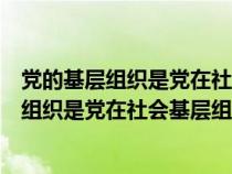 党的基层组织是党在社会基层组织中的基础阵地（党的基层组织是党在社会基层组织中的）