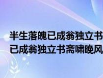 半生落魄已成翁独立书斋啸晚风笔底明珠无处卖（半生落魄已成翁独立书斋啸晚风）