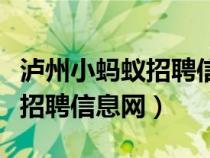 泸州小蚂蚁招聘信息网招聘信息（泸州小蚂蚁招聘信息网）