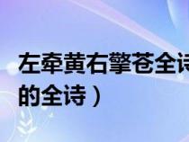 左牵黄右擎苍全诗是什么意思（左牵黄右擎苍的全诗）