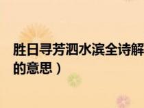 胜日寻芳泗水滨全诗解释（胜日寻芳泗水滨无边光景一时新的意思）