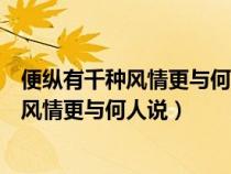 便纵有千种风情更与何人说是哪位诗人的名句（便纵有千种风情更与何人说）