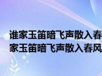 谁家玉笛暗飞声散入春风满洛城中的暗飞声是什么意思（谁家玉笛暗飞声散入春风满洛城）