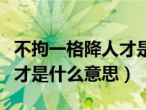 不拘一格降人才是什么意思呢（不拘一格降人才是什么意思）