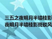 三五之夜明月半墙桂影斑驳风移影动珊珊可爱断句（三五之夜明月半墙桂影斑驳风移影动珊珊可爱）