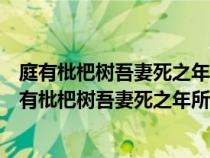 庭有枇杷树吾妻死之年所手植也今已亭亭如盖矣的作用（庭有枇杷树吾妻死之年所手植也今已亭亭如盖矣）