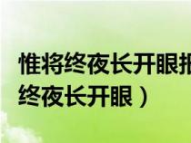 惟将终夜长开眼报答平生未展眉啥意思（惟将终夜长开眼）