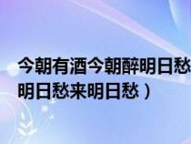 今朝有酒今朝醉明日愁来明日愁什么意思（今朝有酒今朝醉明日愁来明日愁）