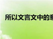 所以文言文中的意思及例句（所以文言文）