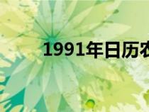 1991年日历农历阳历表（1991年）