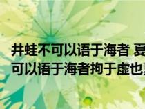 井蛙不可以语于海者 夏虫不可以语于冰者论证方法（井蛙不可以语于海者拘于虚也夏虫不可以语于冰者笃于时）