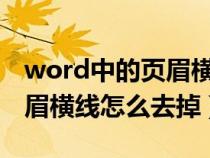 word中的页眉横线怎么去掉（word2003页眉横线怎么去掉）