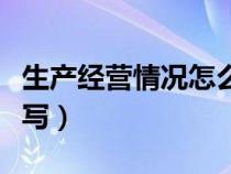 生产经营情况怎么写范文（生产经营情况怎么写）