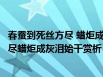 春蚕到死丝方尽 蜡炬成灰泪始干是描写谁的（春蚕到死丝方尽蜡炬成灰泪始干赏析）