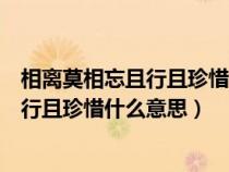 相离莫相忘且行且珍惜什么意思且行且珍惜（相离莫相忘且行且珍惜什么意思）