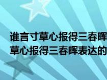 谁言寸草心报得三春晖表达的思想感情是热爱自然（谁言寸草心报得三春晖表达的思想感情）