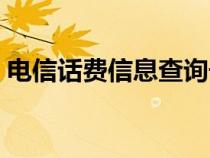 电信话费信息查询号码（电信号码话费查询）