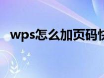 wps怎么加页码快捷键（wps怎么加页码）