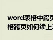 word表格中跨页不断行怎样设置（word表格跨页如何续上表）